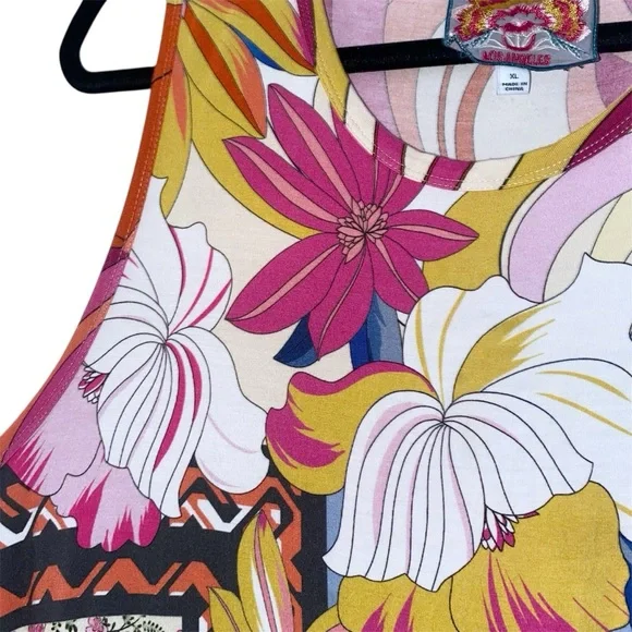 Johnny Was Rachel May Easy Fit Tank Dress XL Mixed Print Patchwork Midi Length - Picture 8 of 16